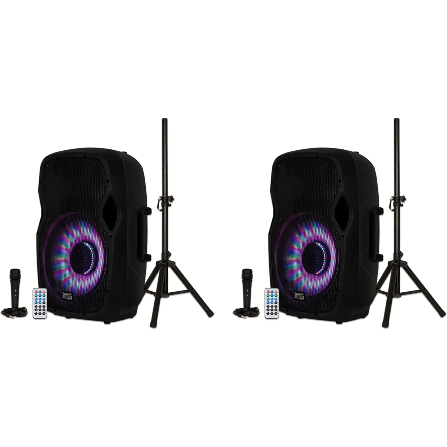 Speaker System 15" 1000-Watt Bluetooth LED (Set of 2)